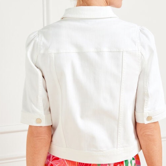 Talbots Denim Jean Jacket Womens 3X White Short Sleeve Button Down New NWT - Picture 2 of 13